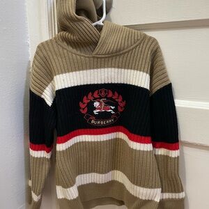 Burberry Sweater with Hood Stripes - Tan, Black, Red